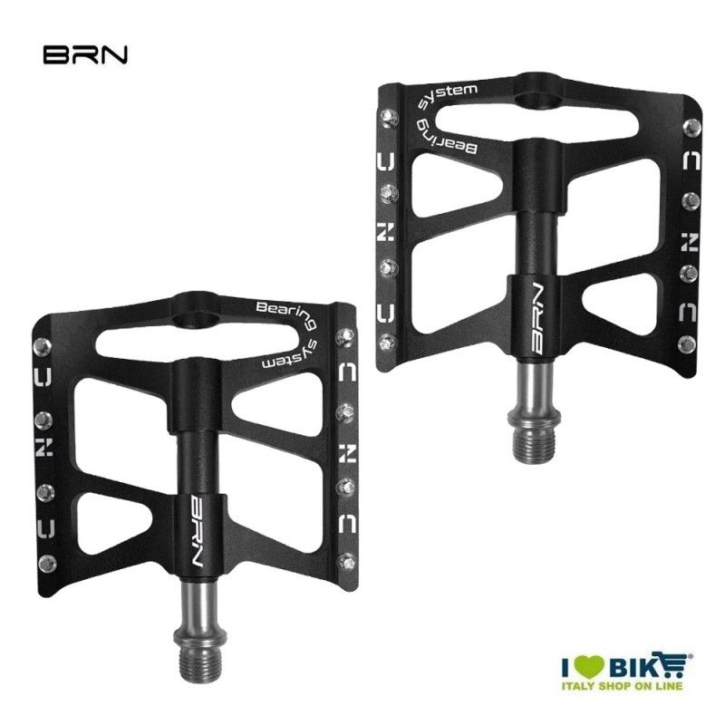 Coppia pedali BRN Flat CNC-Carbonio 8 pin Neri BRN - 1